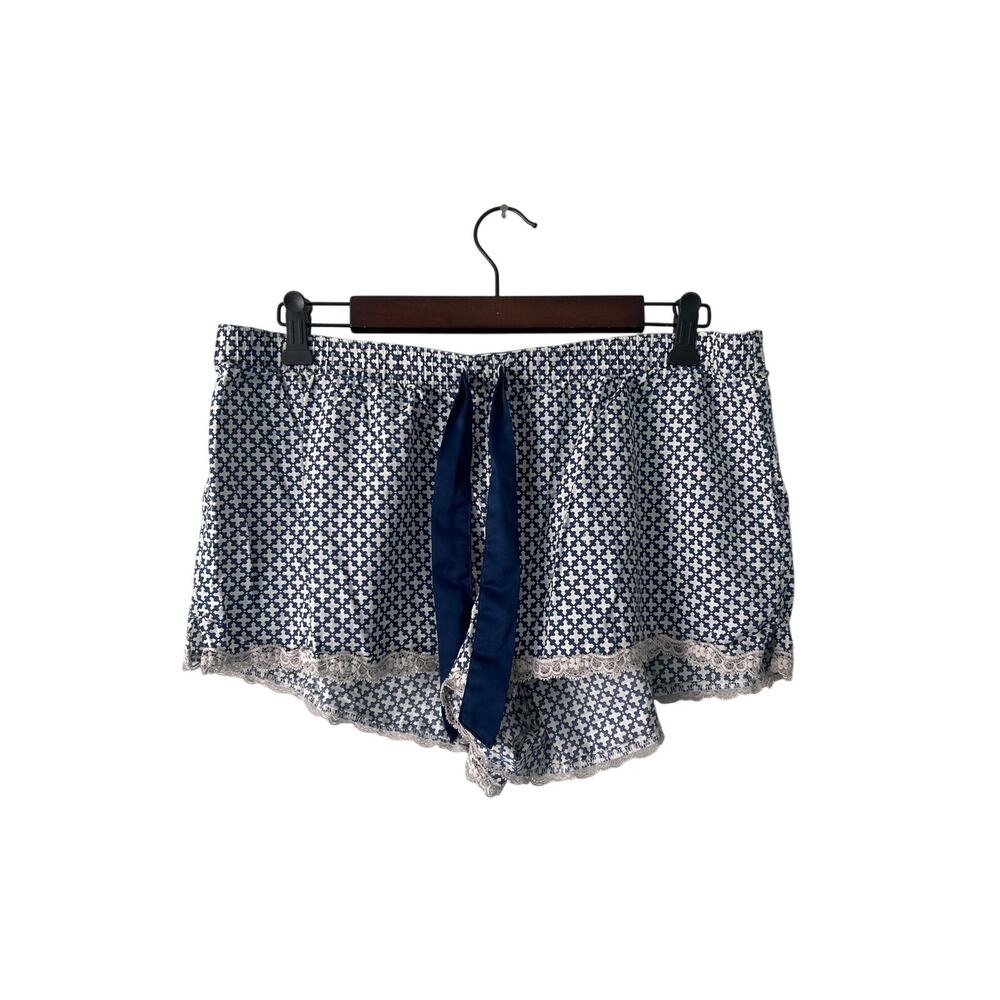 Victoria's Secret Blue and White Cross Pattern Pajama Shorts Large